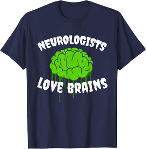 Funny Neurologist Costume Halloween Outfit Love Brains T-Shirt - T-Shirt | Navy