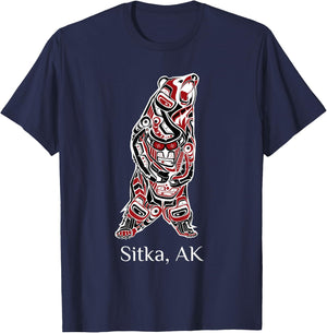 Sitka Alaska Native American Indian Brown Grizzly Bear Gift T-Shirt - T-Shirt | Navy