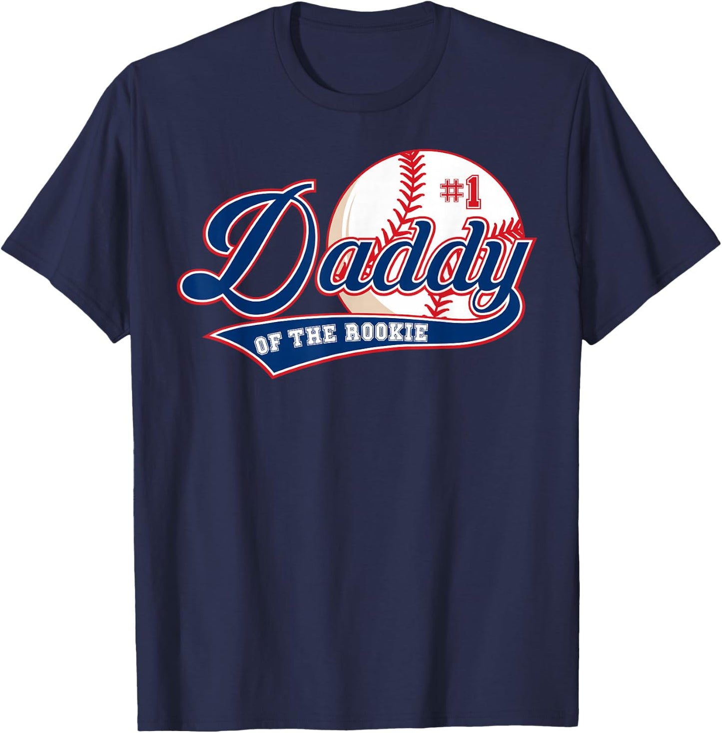 Daddy of Rookie of Year 1st Birthday Baseball Theme Matching T-Shirt - T-Shirt | Navy