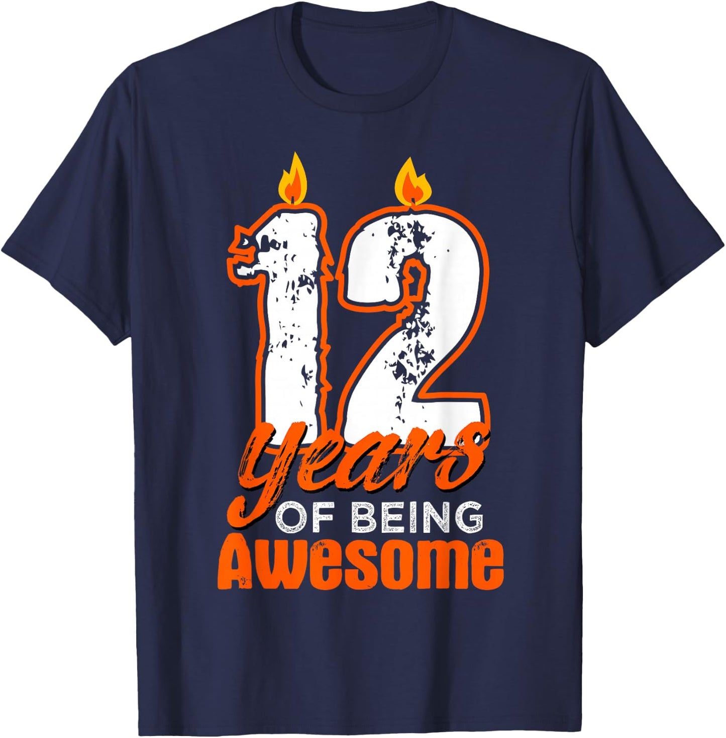 Candle 12 Birthday Party Wishes Cake Decoration Candlelight T-Shirt - T-Shirt | Navy