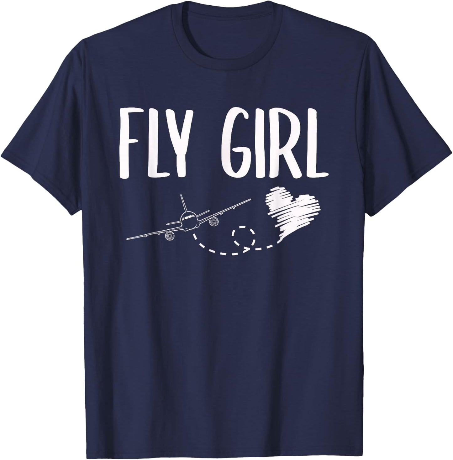 Plane Airplane Flying Travel Flight Attendant Fly Girl Heart T-Shirt - T-Shirt | Navy