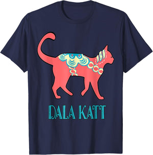 Swedish Dala Cat Dalecarlian Horse Kitty Katt Cat Nordic T-Shirt - T-Shirt | Navy