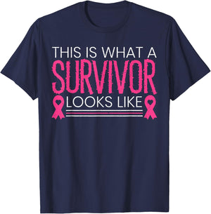 This Is What A Survivor Looks Like Beat Breast Cancer T-Shirt - T-Shirt | Navy