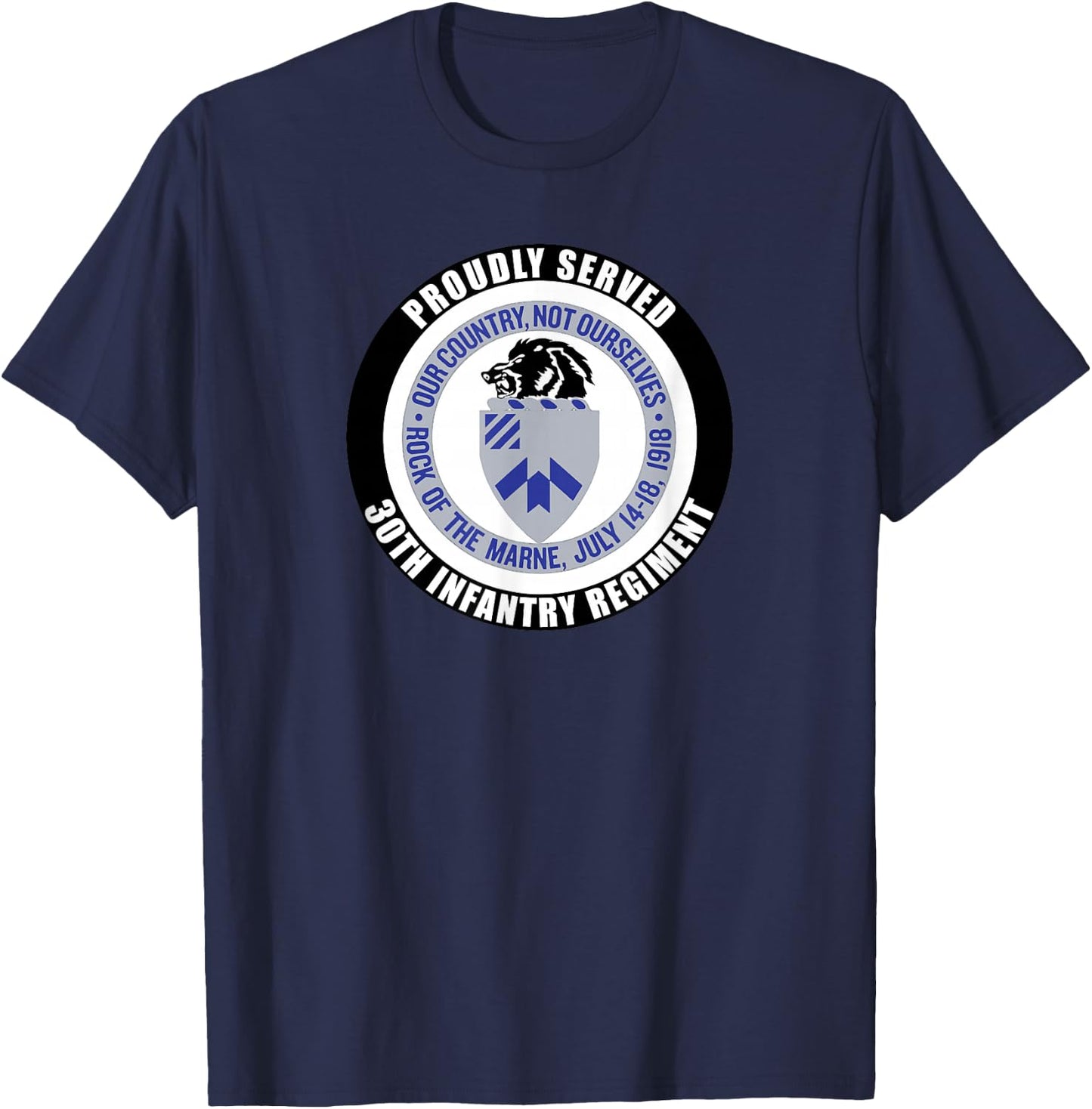 Proudly Served 30th Infantry Regiment Army Veteran Military T-Shirt - T-Shirt | Navy