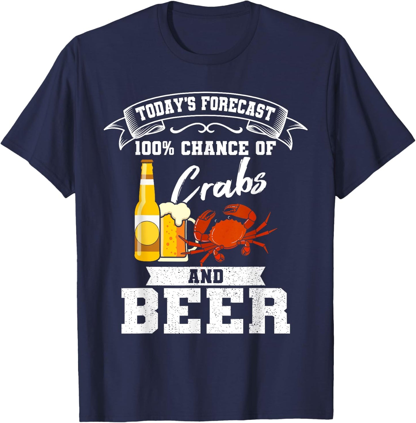 Crabs and Beer Chesapeake Blue Crab Shirt Crabbing Men Women T-Shirt - T-Shirt | Navy