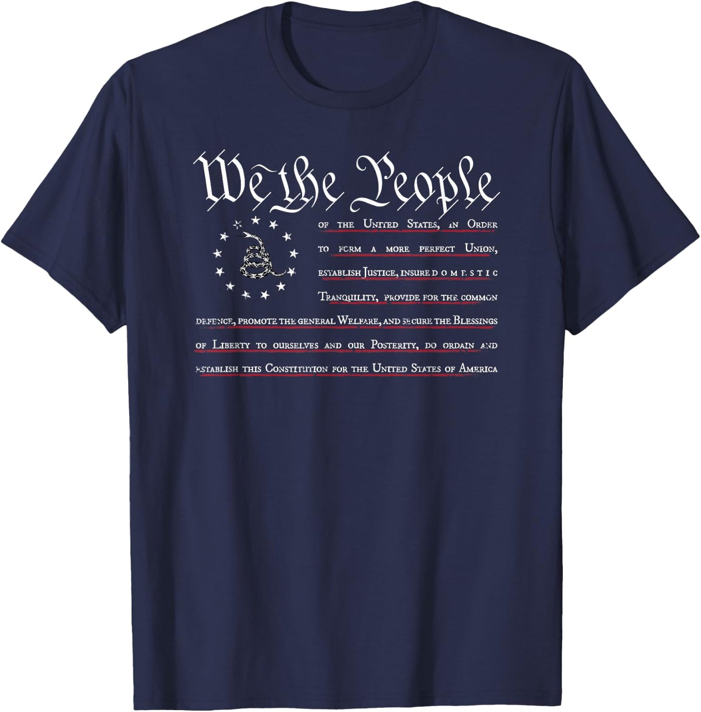 We The People Gadsden USA Flag, Preamble of The Constitution T-Shirt - T-Shirt | Navy