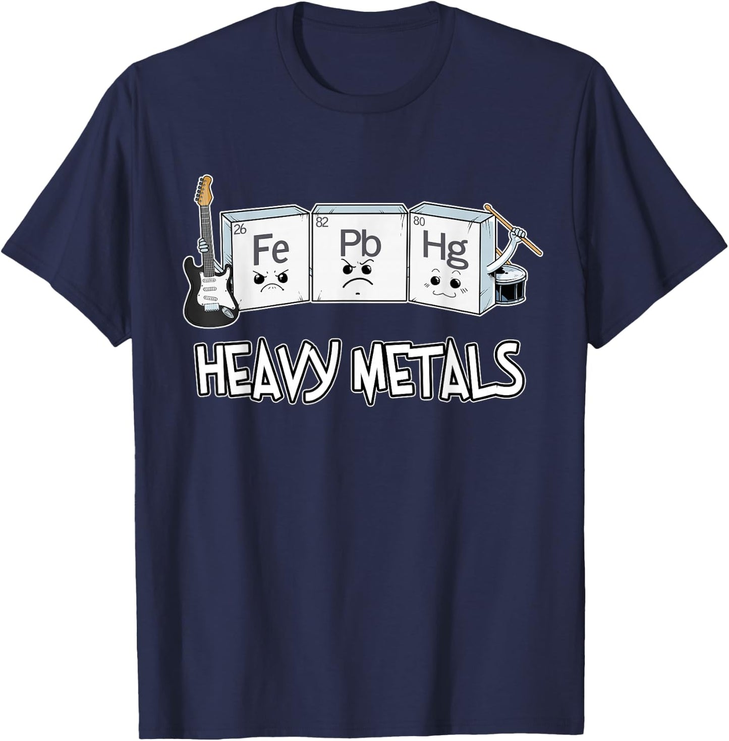Fun Heavy Metals Shirt Nerd Chemistry Rock And Roll Science T-Shirt - T-Shirt | Navy