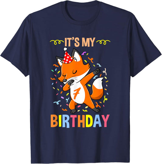 Its My 7th Birthday Fox T-Shirt - T-Shirt | Navy