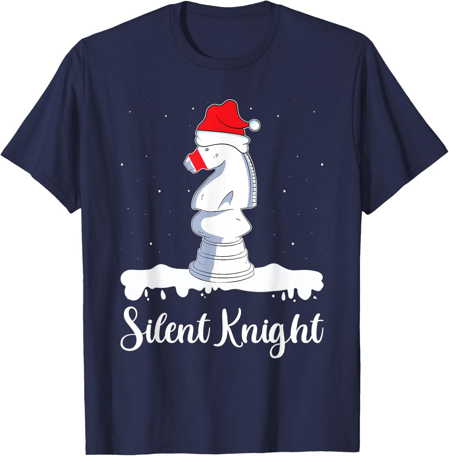 Silent Knight Chess Pun Xmas Knight Figure Christmas Chess T-Shirt - T-Shirt | Navy
