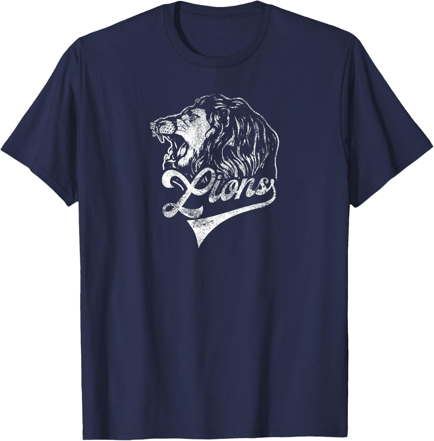 Lions School Sports Fan Team Spirit Mascot Vintage T-Shirt - T-Shirt | Navy