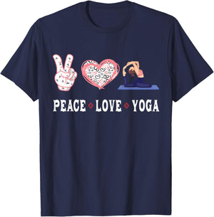 Yoga lovers Player fans Peace love Yoga T-Shirt - T-Shirt | Navy