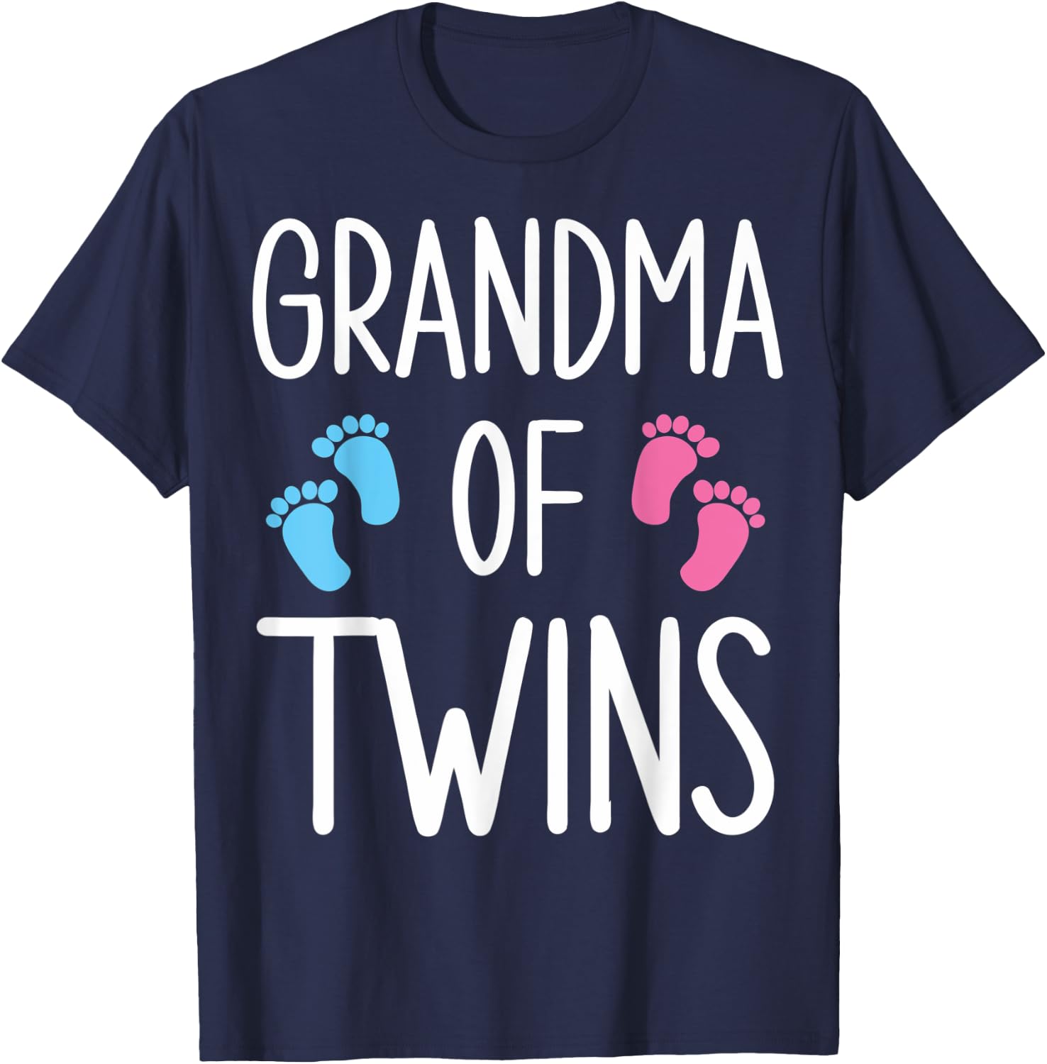 Cute Granny Of Twins Twin Grandma Of Twins Twin Grandmother T-Shirt - T-Shirt | Navy