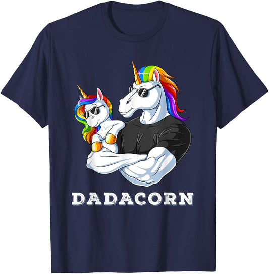 Dadacorn Unicorn Dad of the Birthday Girl Father's Day Gift T-Shirt - T-Shirt | Navy