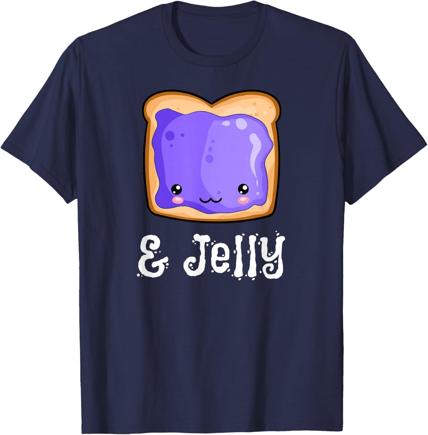Kawaii Peanut Butter & Jelly PB&J Matching Blueberry Jam T-Shirt - T-Shirt | Navy
