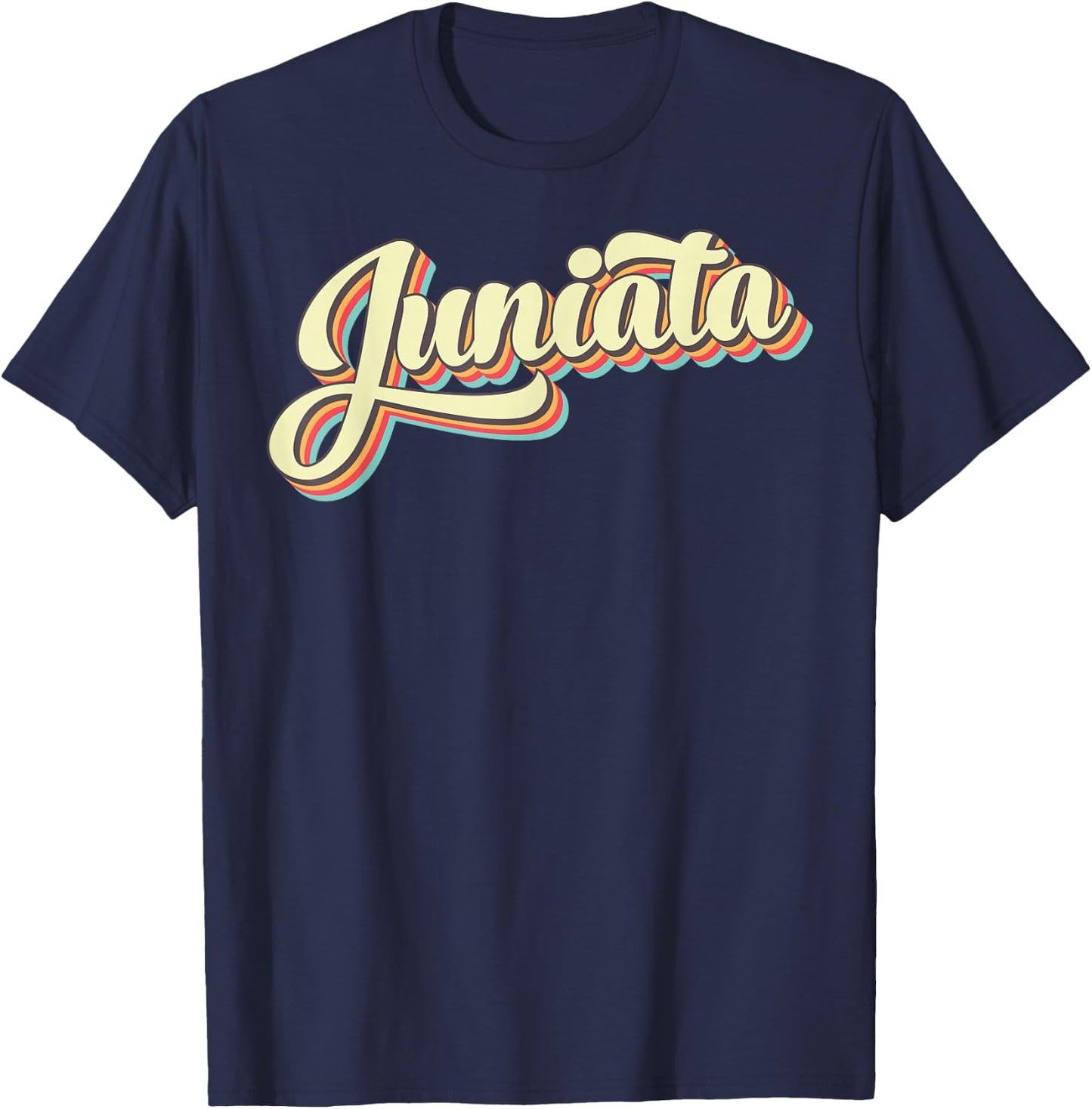 Juniata Retro Art Baseball Font Vintage T-Shirt - T-Shirt | Navy