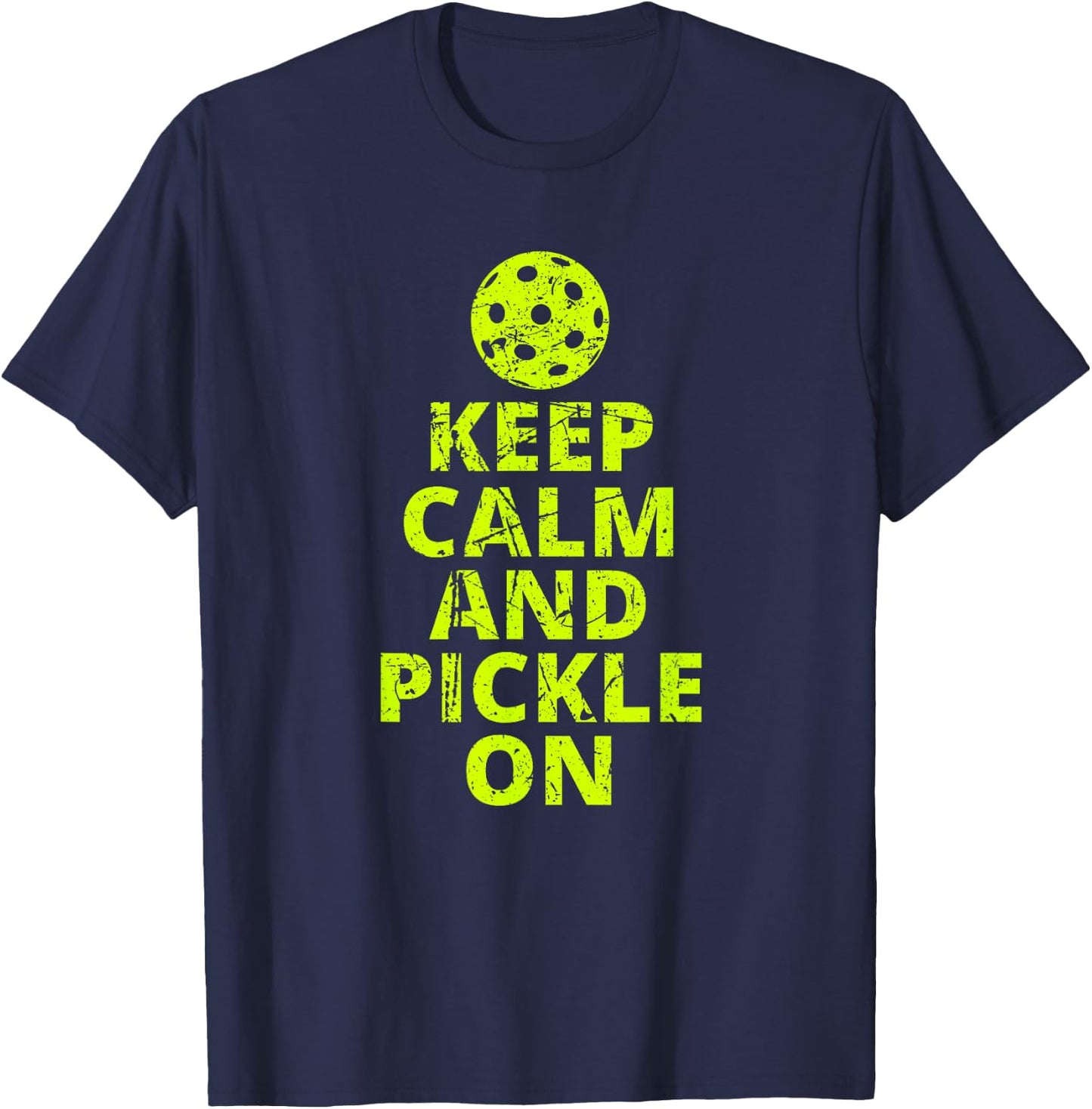 Keep Calm and Pickle On Pickleball T-Shirt - T-Shirt | Navy