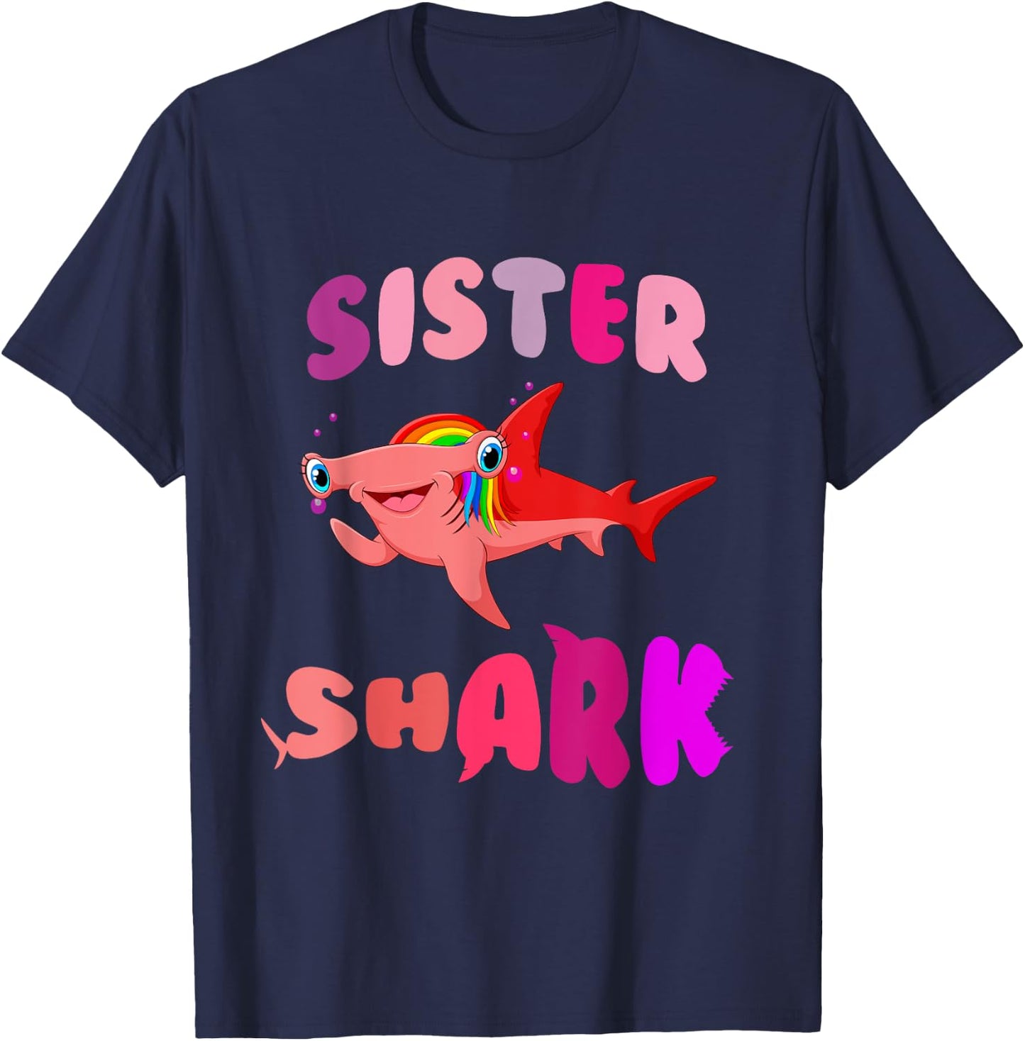 Sister Shark hammerhead birthday family shark matching T-Shirt - T-Shirt | Navy