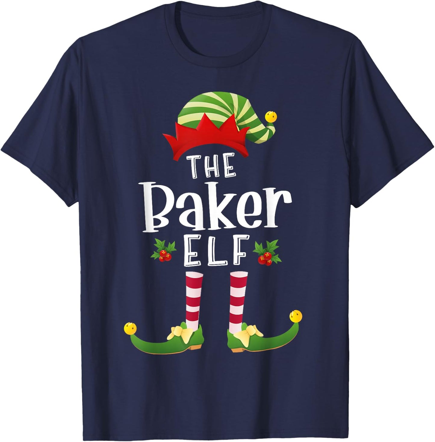 Baker Christmas Elf Matching Pajama X-Mas Party T-Shirt - T-Shirt | Navy