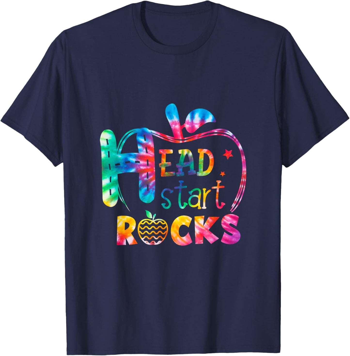 Hello Head Start Rock Tie Dye Back to School Teacher Women Kids T-Shirt - T-Shirt | Navy
