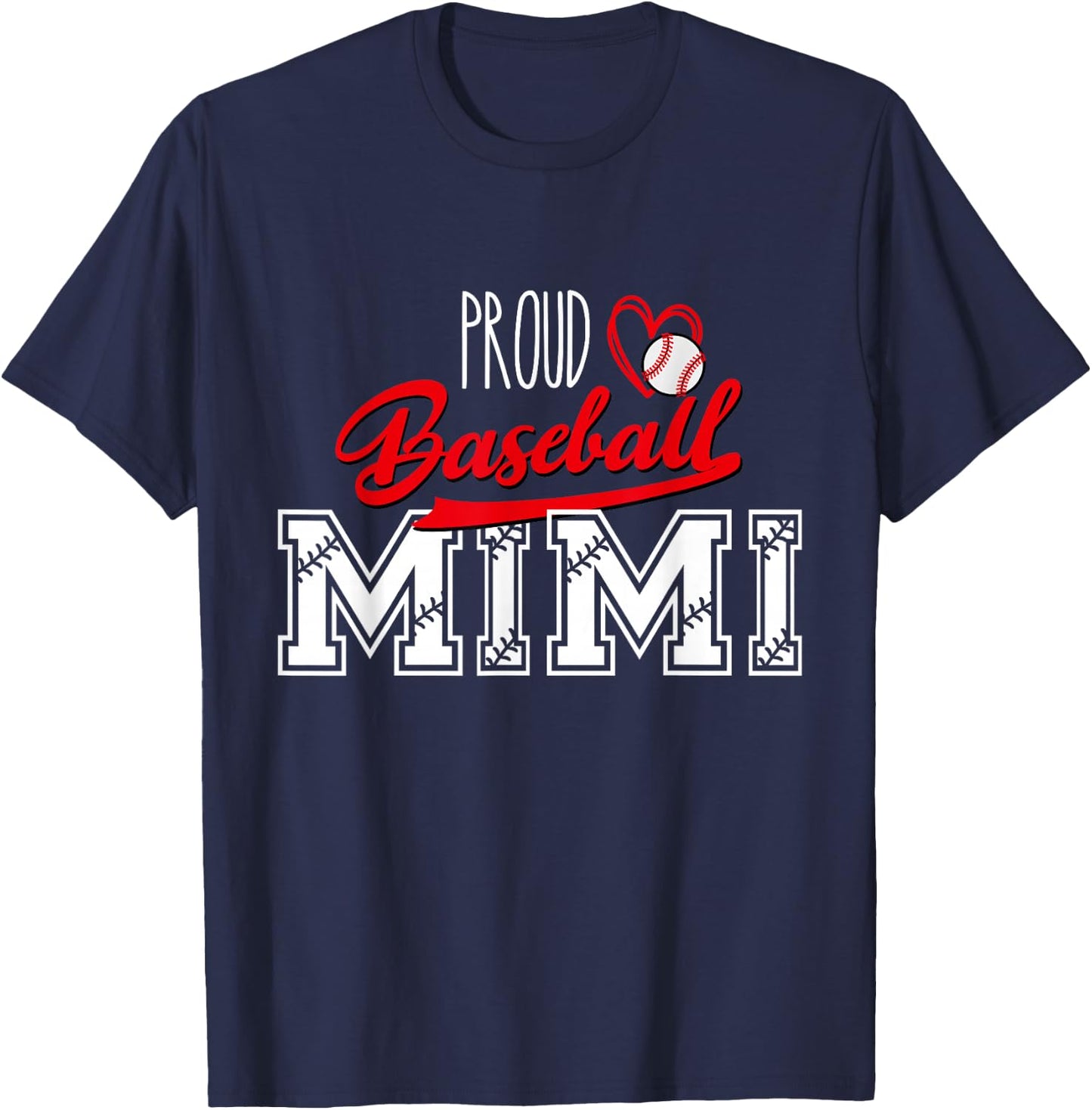 Proud Baseball Mimi Grandma Sport Women Mother's Day T-Shirt - T-Shirt | Navy