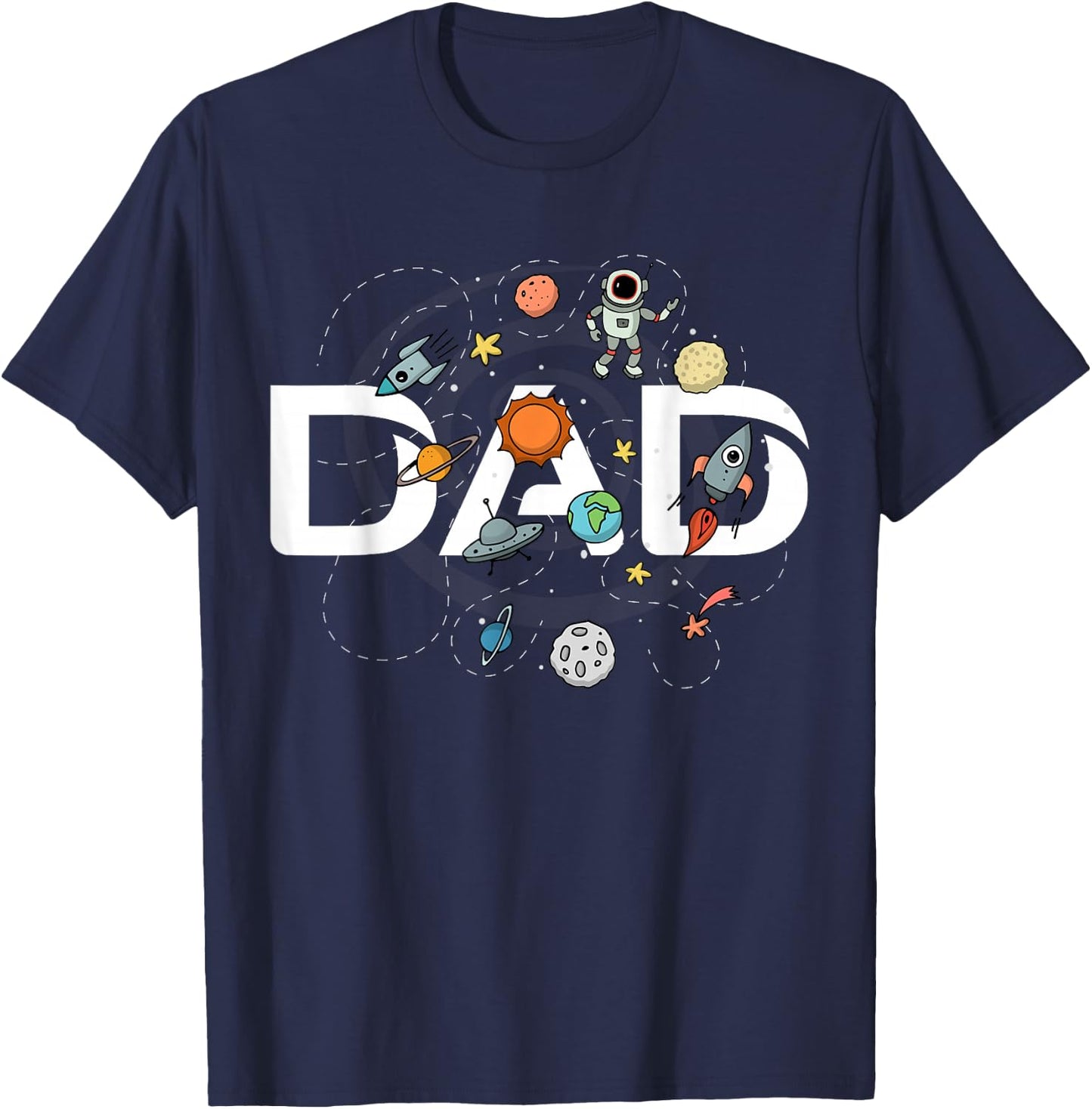 Dad Outer Space Birthday Party Grandson Nephew Universe Pop T-Shirt - T-Shirt | Navy