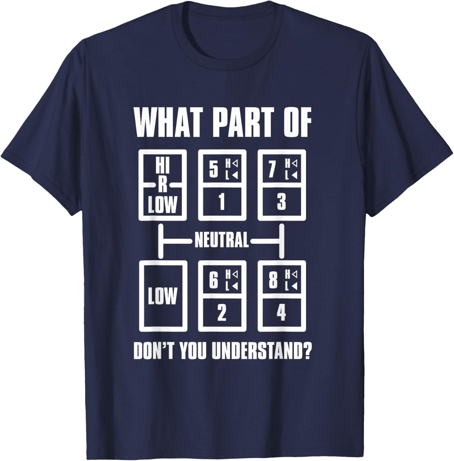 Trucker T Shirts - Gear Shift Pattern T-Shirt - T-Shirt | Navy