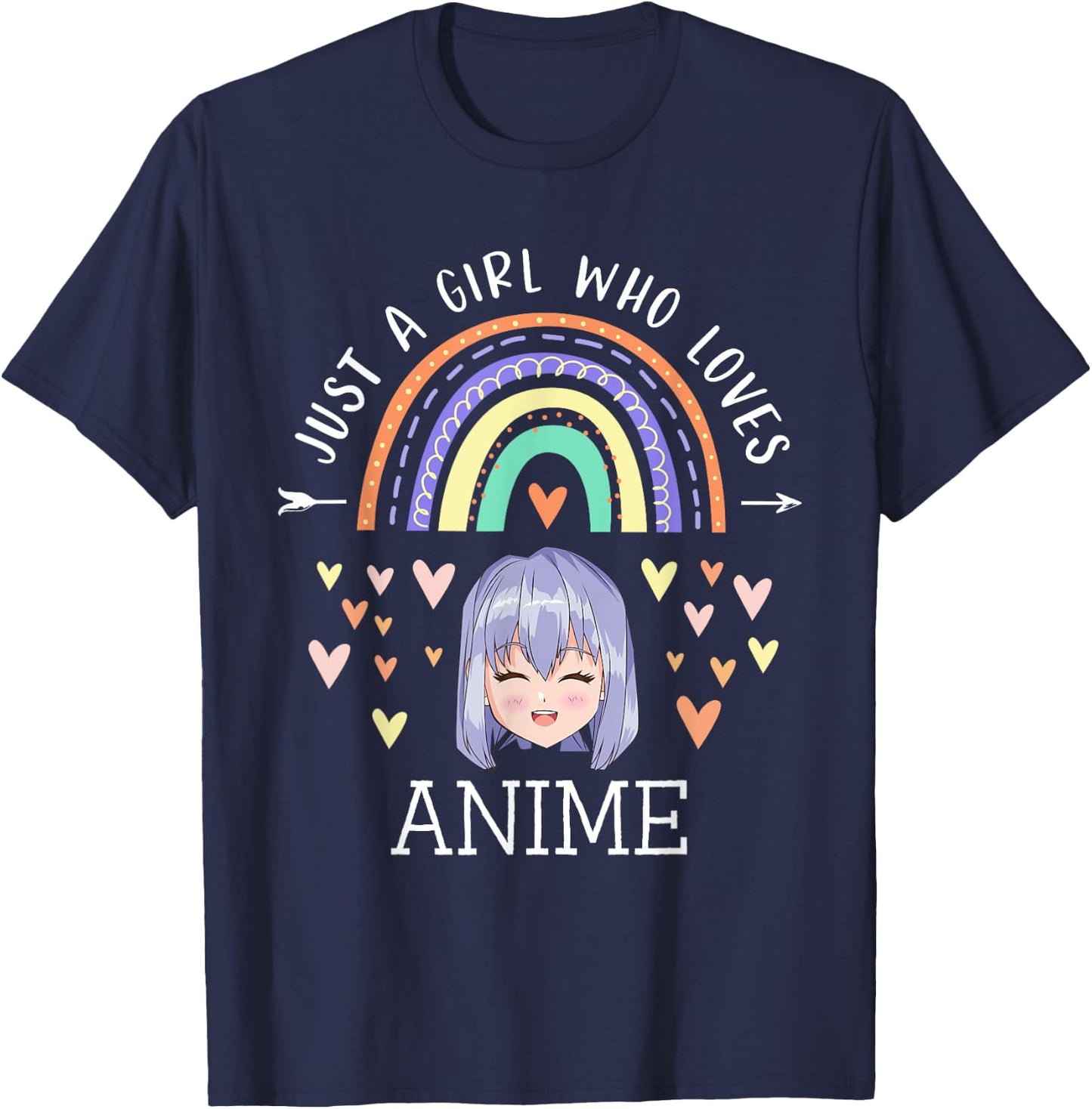 Just A Girl Who Loves Anime Rainbow Gifts For Anime Lover T-Shirt - T-Shirt | Navy