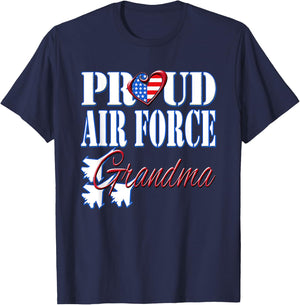 Proud Air Force Grandma Shirt US Heart Military Women. T-Shirt - T-Shirt | Navy