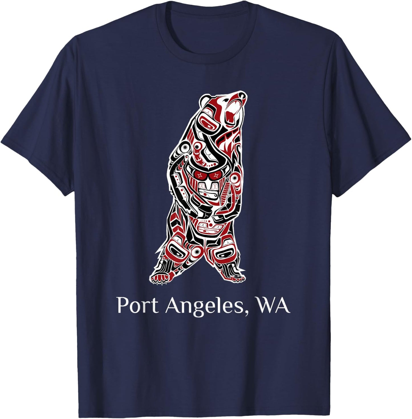 Port Angeles WA Native American Indian Brown Grizzly Bear T-Shirt - T-Shirt | Navy