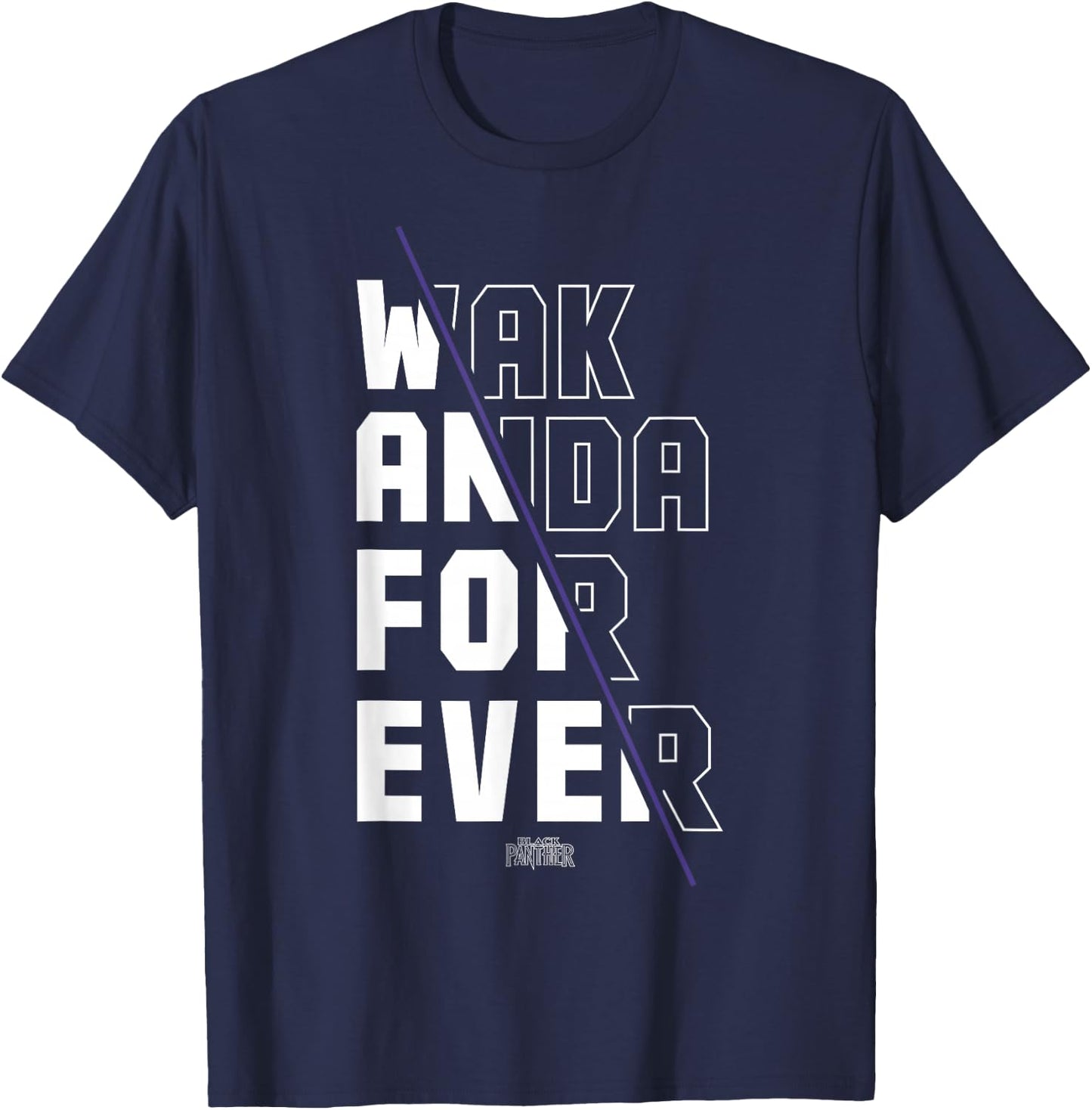 Marvel Black Panther Wakanda Forever Divided T-Shirt - T-Shirt | Navy