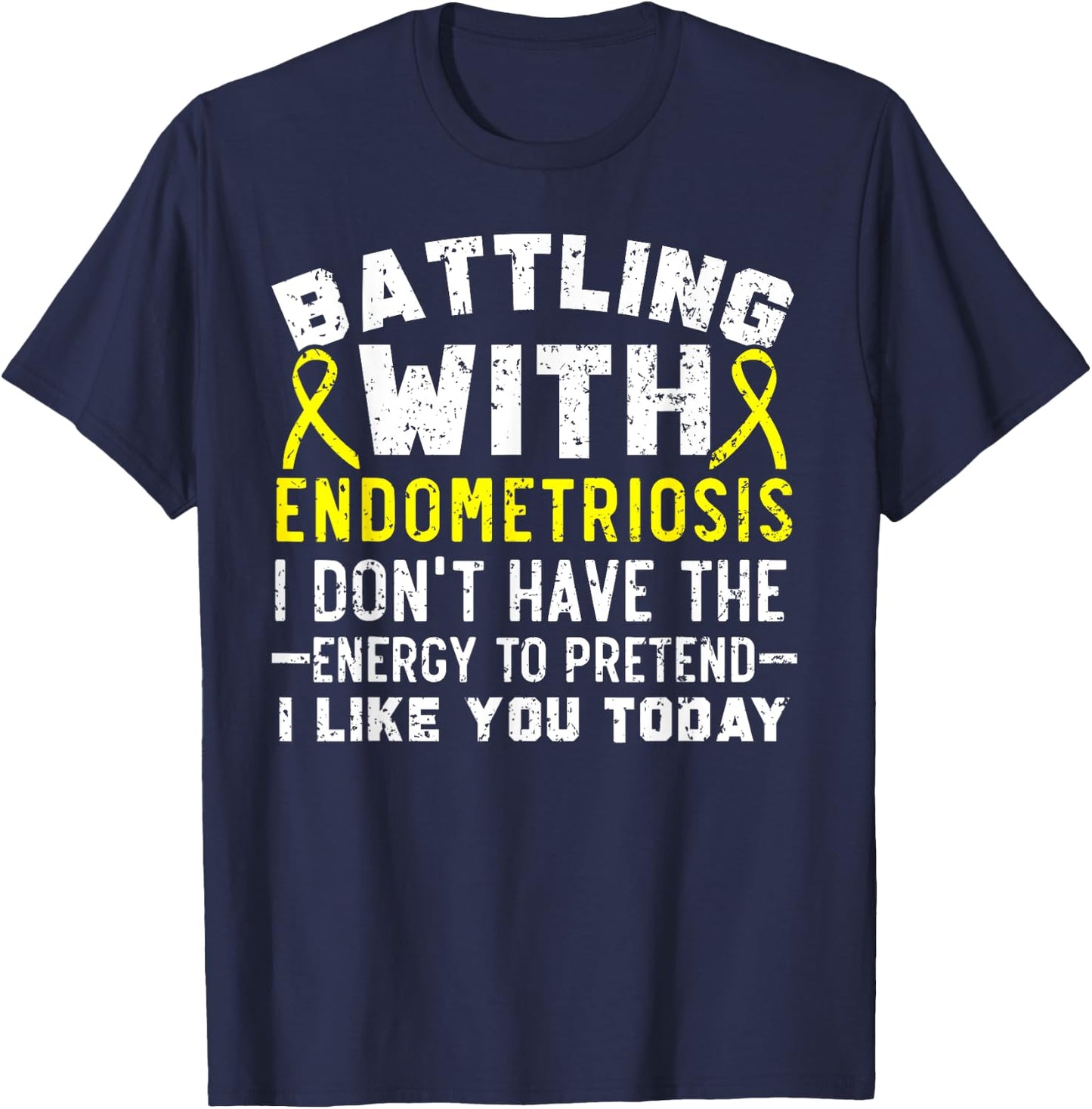 Battling With Endometriosis Awareness Disease T-Shirt - T-Shirt | Navy