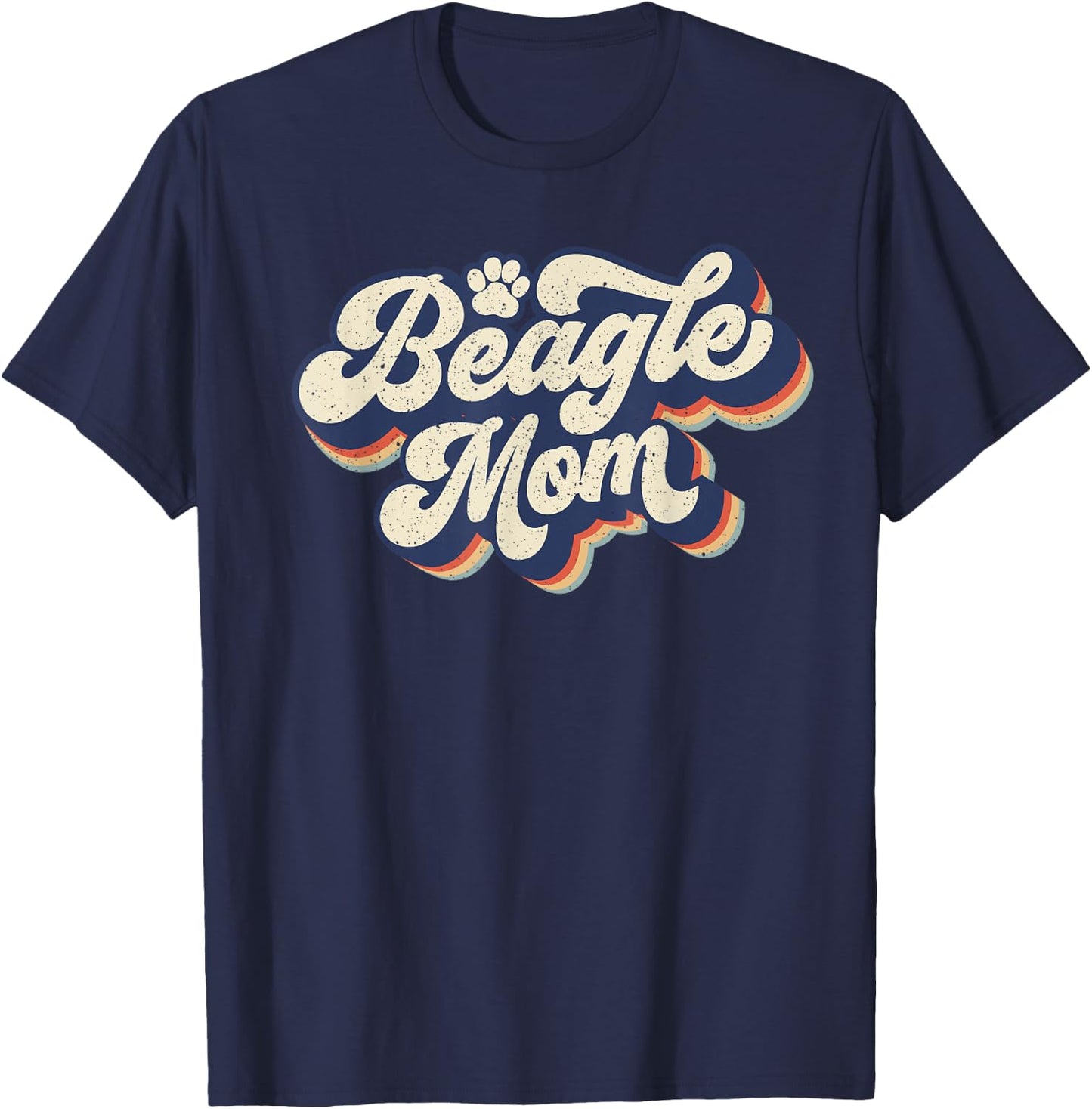 Vintage Mother's Day Gift Dog Lovers Groovy Beagle Mom T-Shirt - T-Shirt | Navy
