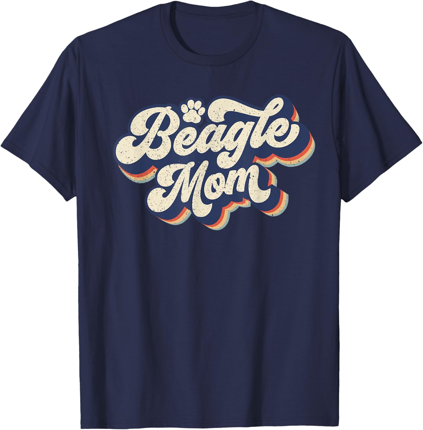 Vintage Mother's Day Gift Dog Lovers Groovy Beagle Mom T-Shirt - T-Shirt | Navy