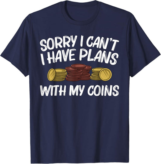 Funny Coin Collector Gift Women Kids Coin Collecting T-Shirt - T-Shirt | Navy