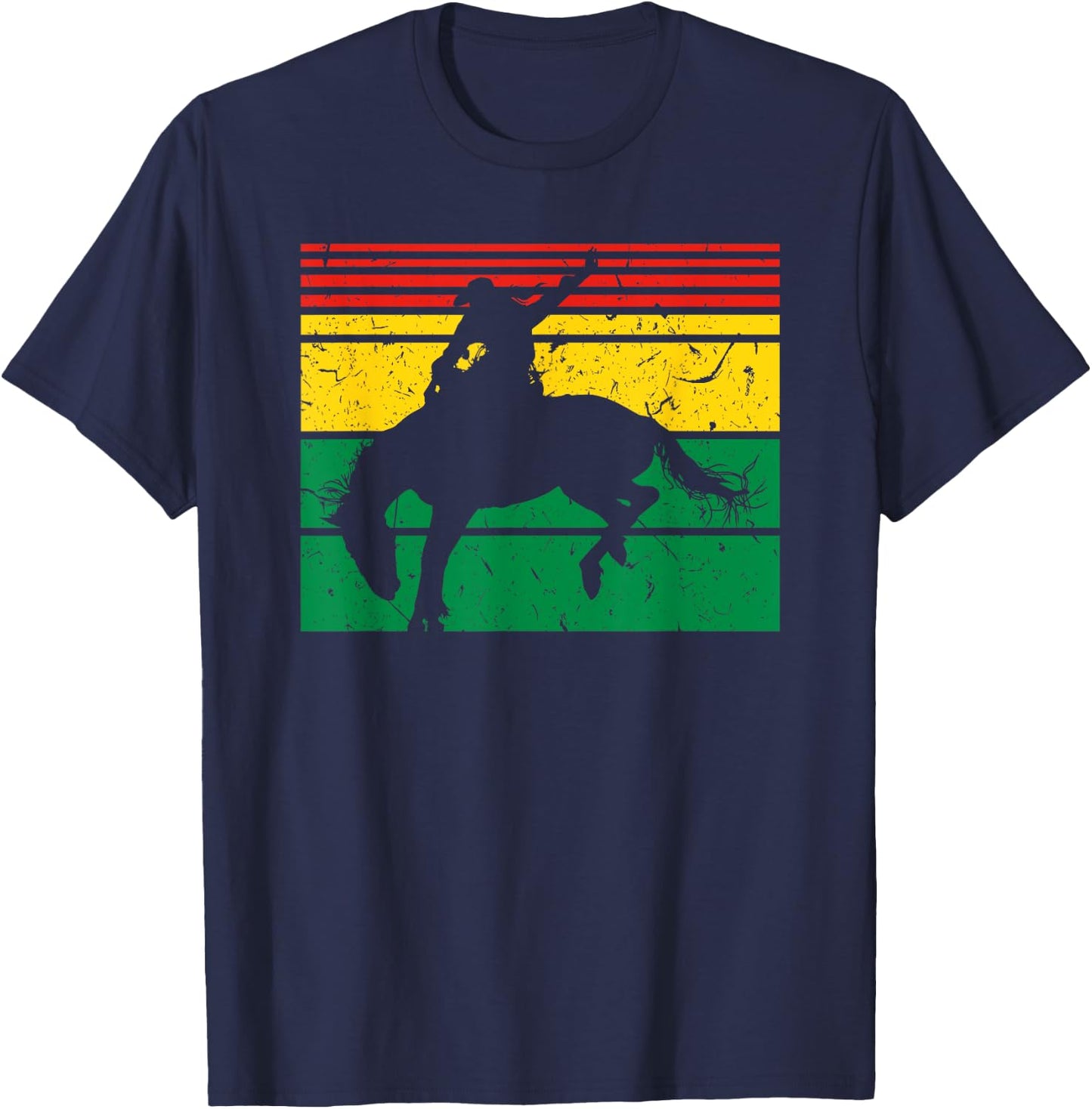 Rodeo Bronc Riding African American Cowgirl Graphic T-Shirt - T-Shirt | Navy