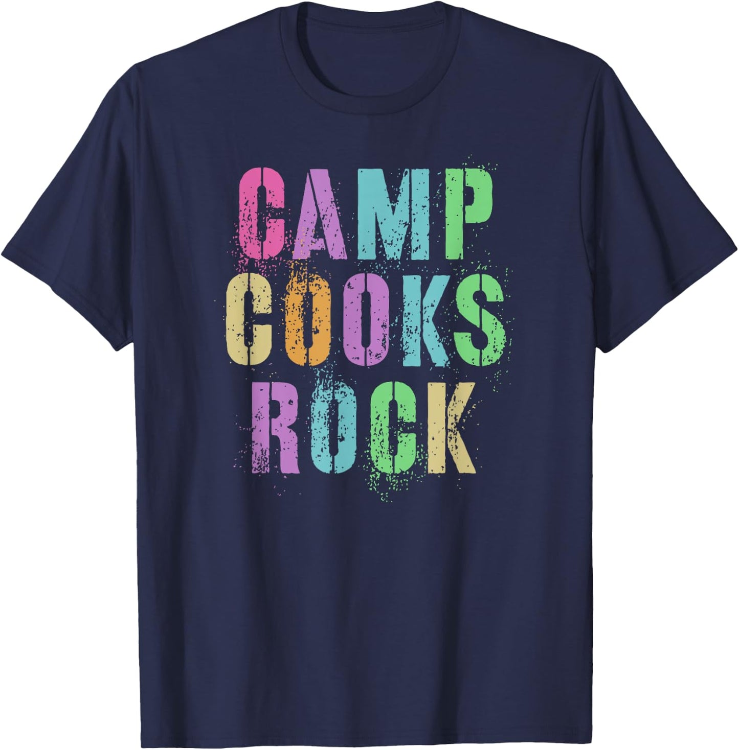 CAMP COOKS ROCKS Funny Campground Chef Crew Campsite Kitchen T-Shirt - T-Shirt | Navy