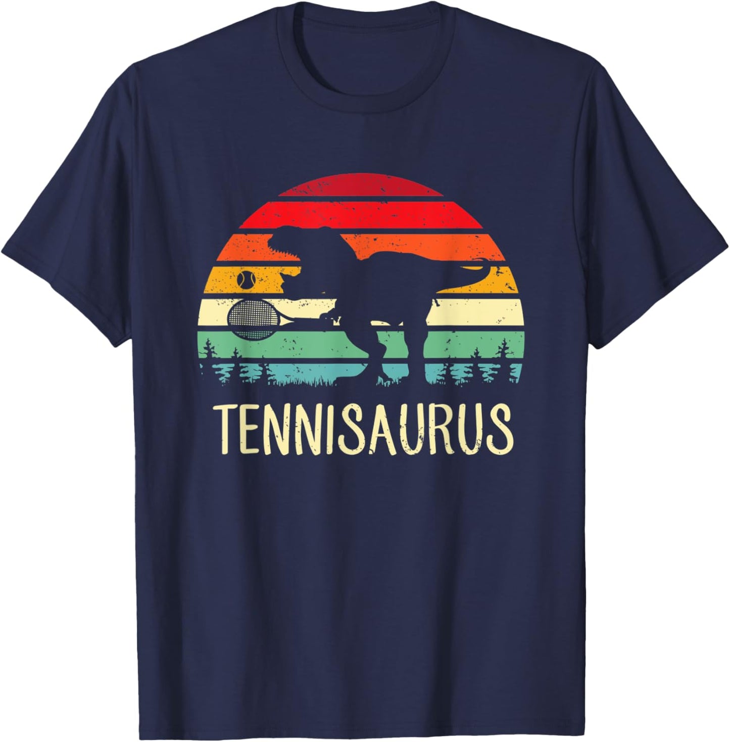 Tennisaurus Dinosaur Gift Dino T-Rex Tennis Sports Athlete T-Shirt - T-Shirt | Navy