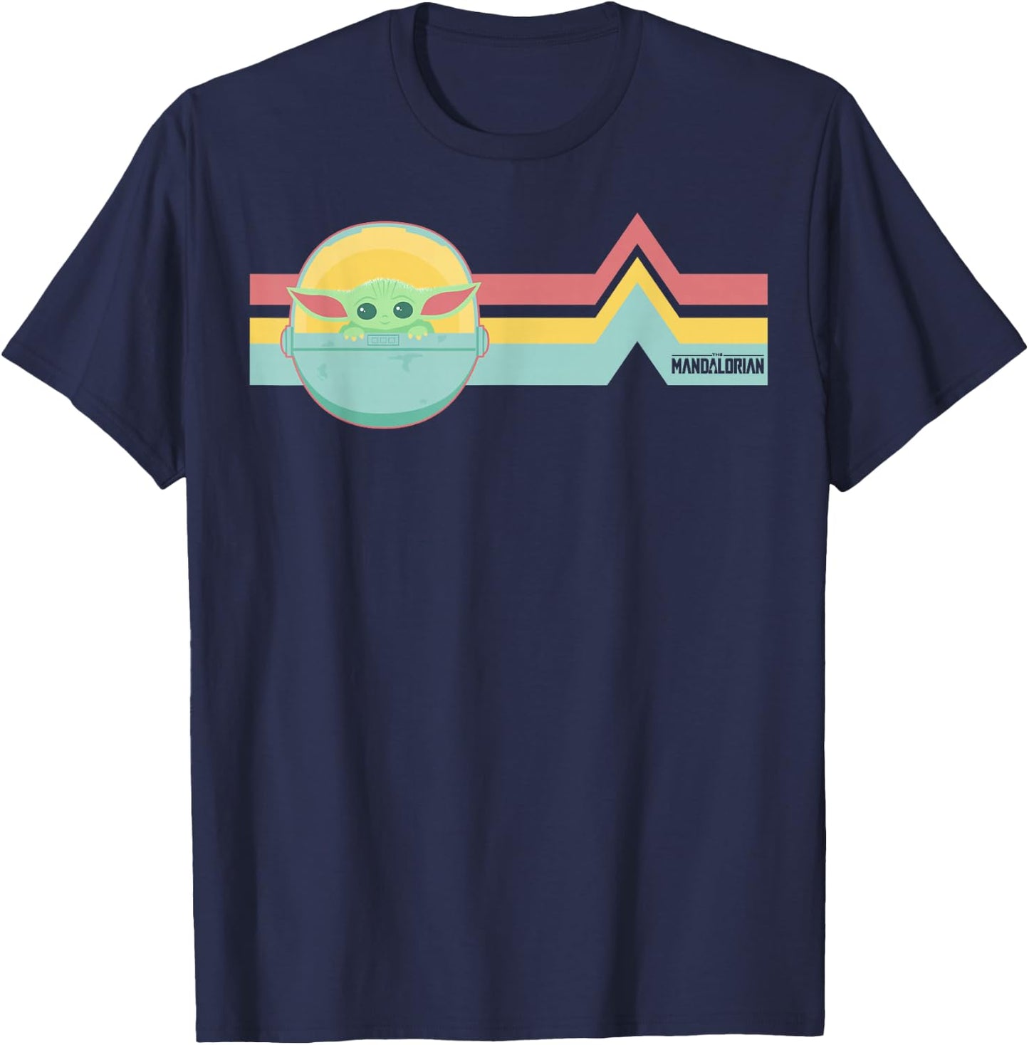 Star Wars The Mandalorian The Child Rainbow Chest Lines T-Shirt - T-Shirt | Navy