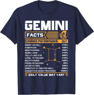 Born Zodiac - Kings Queens Shirts ThNh Gemini Facts Zodiac Funny Gemini Birthday Gifts T-Shirt - T-Shirt | Navy