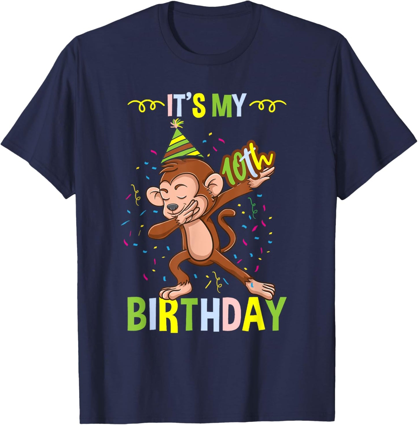 Its My 10th Birthday Monkey T-Shirt - T-Shirt | Navy