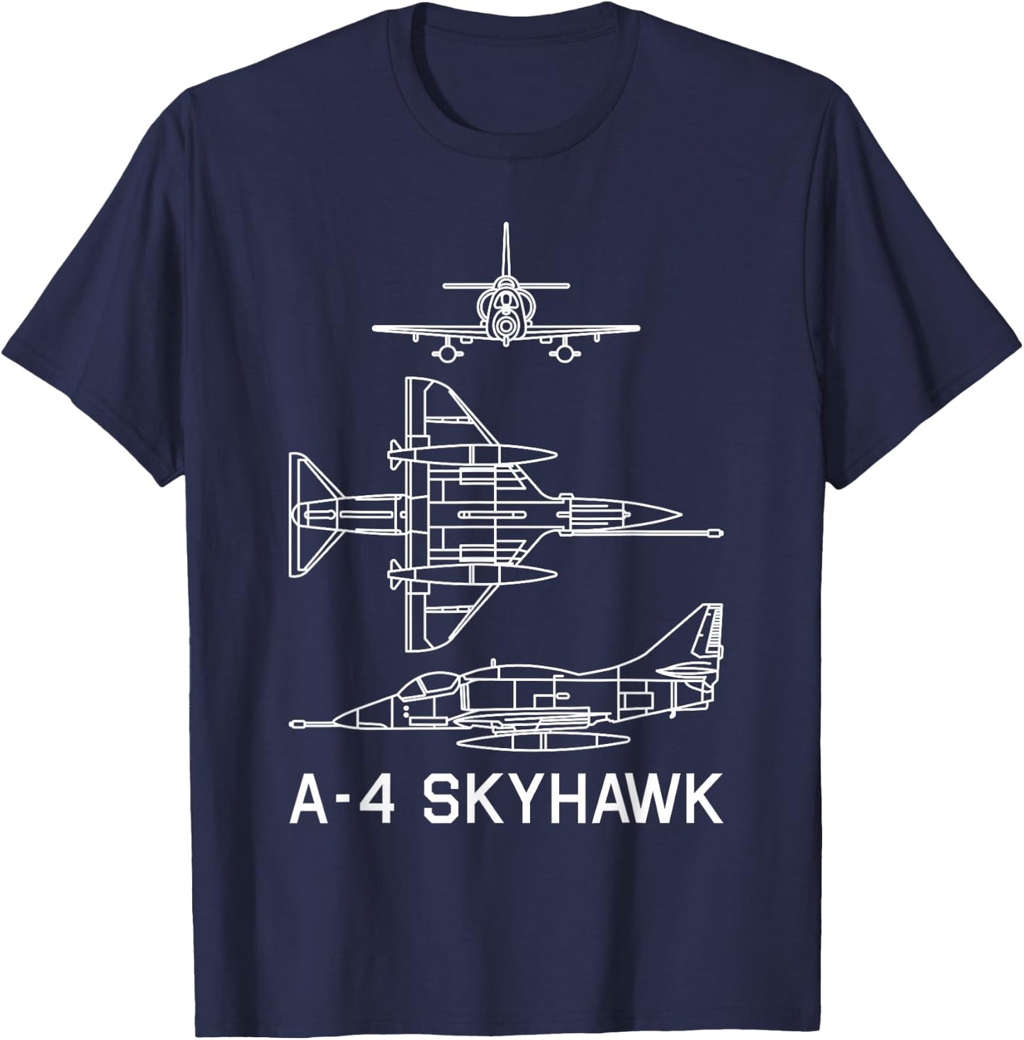 A-4 Skyhawk American Plane Blueprint Diagram T-Shirt - T-Shirt | Navy