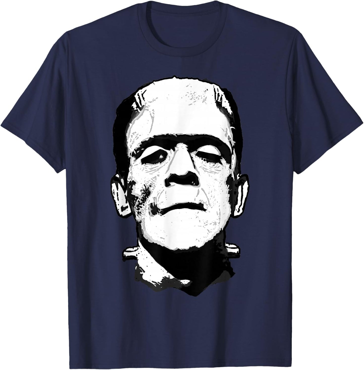 Halloween Frankenstein Monster Black and White T-Shirt - T-Shirt | Navy