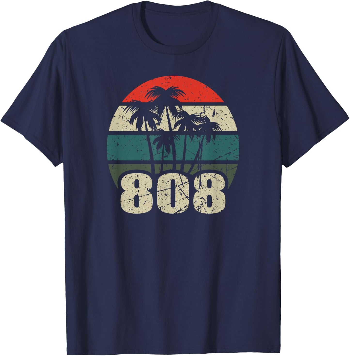 Hawaii 808 Oahu Waikiki Maui Kona Kauai Hawaiian Area Code T-Shirt - T-Shirt | Navy