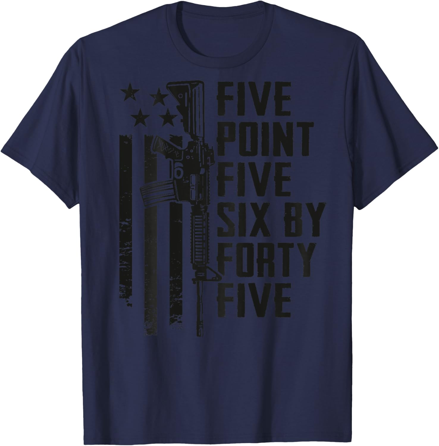 Five Point Five Six 5.56 Ammo AR15 Rifle - Camo - ON BACK T-Shirt - T-Shirt | Navy