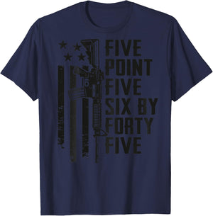 Five Point Five Six 5.56 Ammo AR15 Rifle - Camo - ON BACK T-Shirt - T-Shirt | Navy