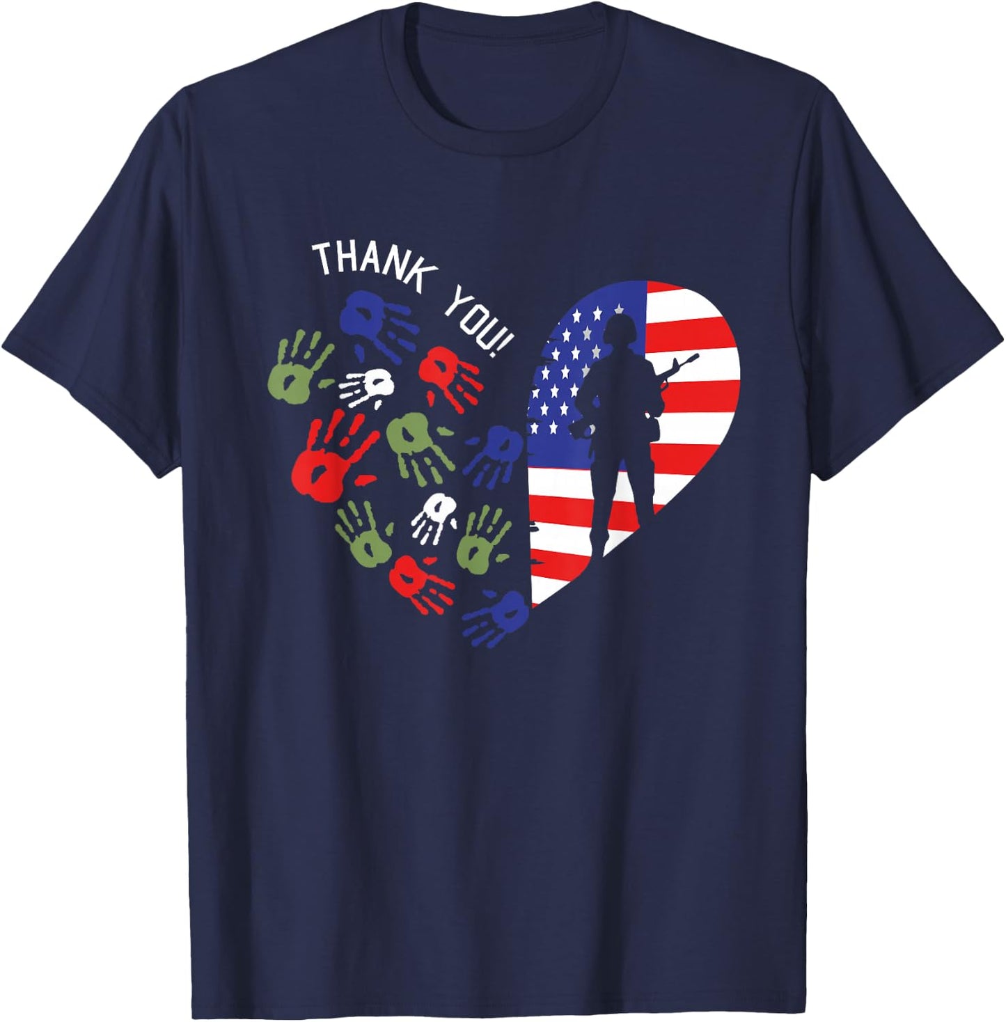 Thank You Veterans Day American Flag Heart Military Army T-Shirt - T-Shirt | Navy