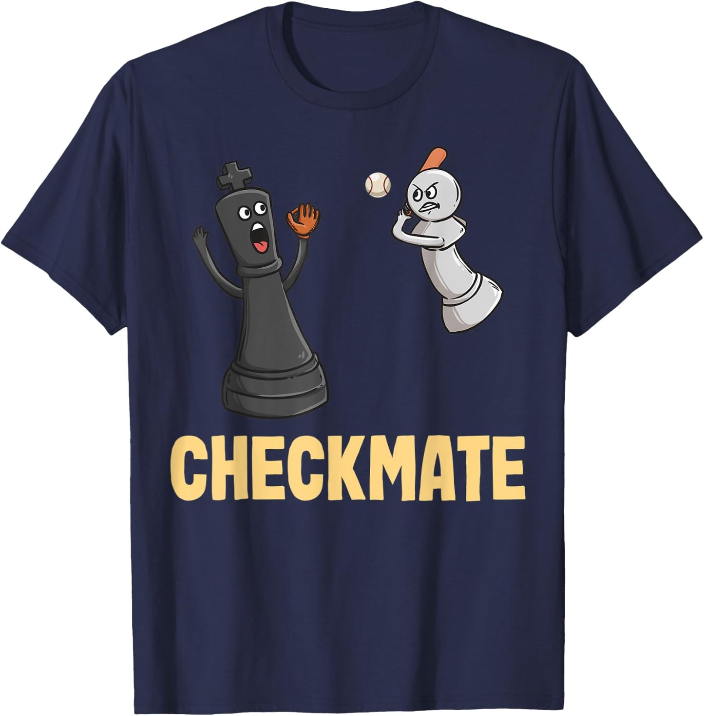 Funny Checkmate Chess Players Funny Baseball T-Shirt - T-Shirt | Navy