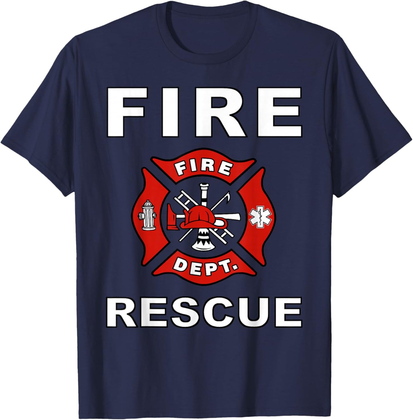 FIRE Rescue FIRE Fighter Fireman Kids Youth Adult Boys Girls Small T-Shirt - T-Shirt | Navy
