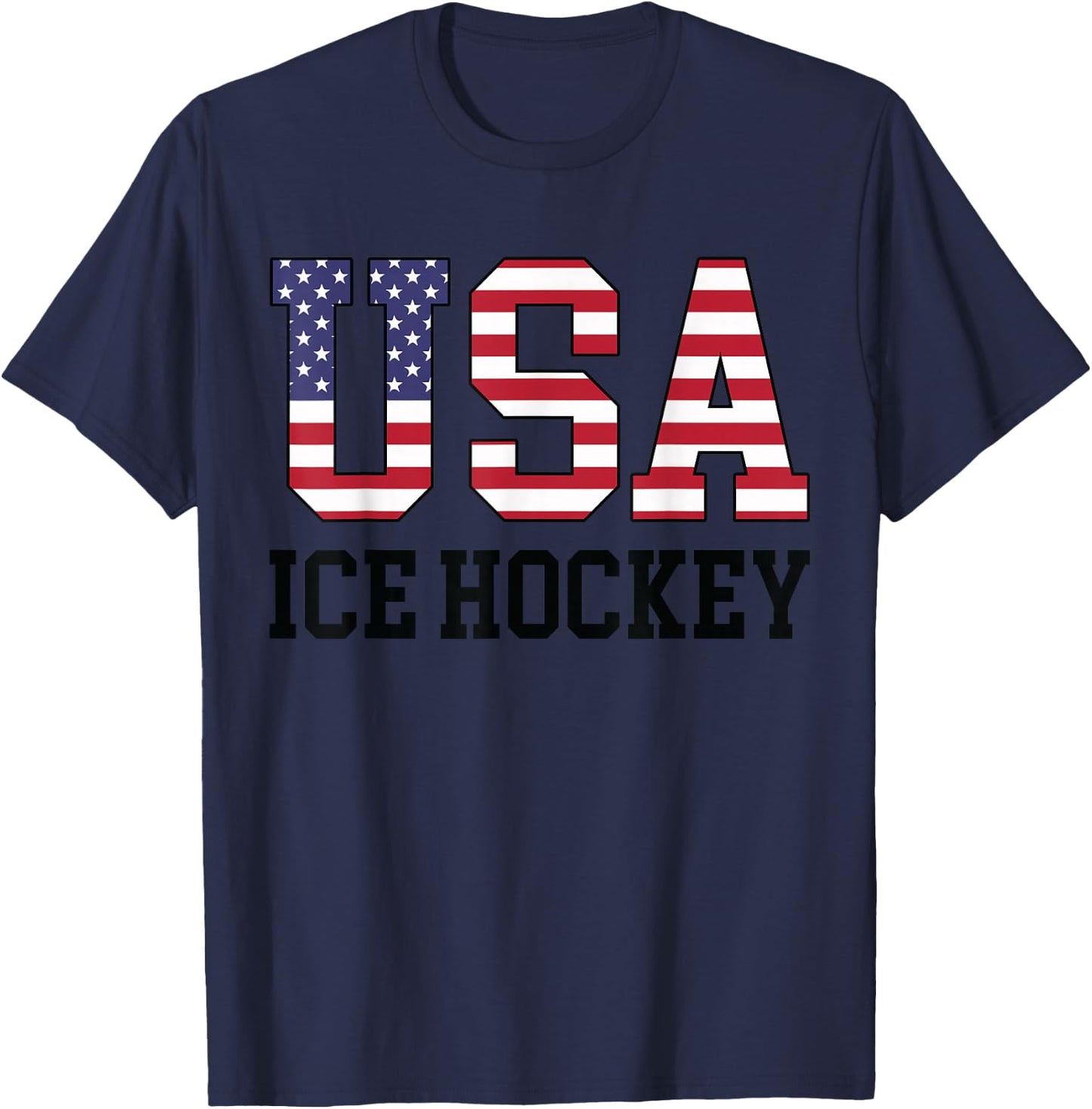 USA Flag Hockey Player - American USA Ice Hockey T-Shirt - T-Shirt | Navy