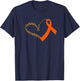 Leukemia Awareness Cancer Leopard Print Heart Orange Ribbon T-Shirt - T-Shirt | Navy